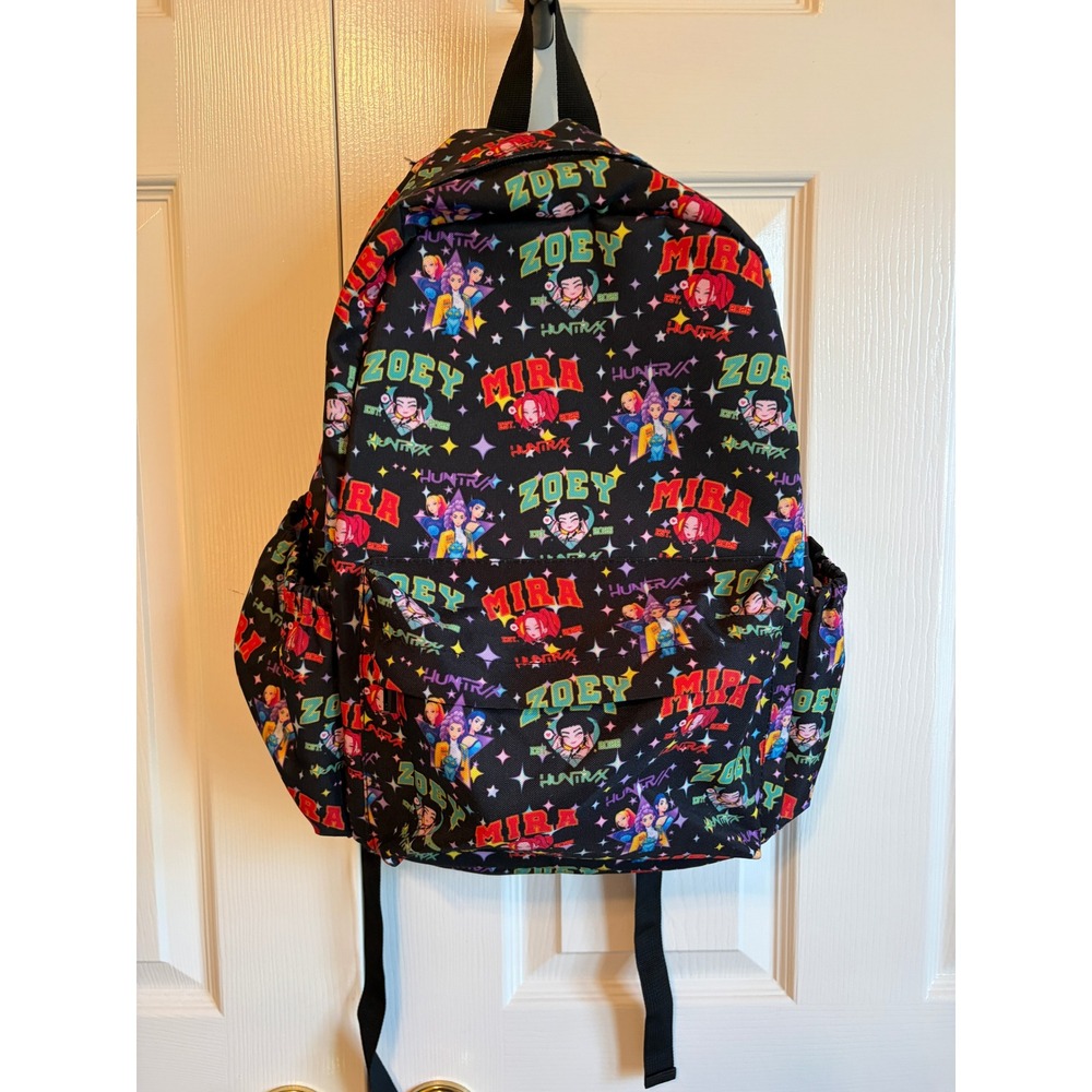 Huntrax Zoey and Mira Anime Graphic Print Backpack Black Multi Color